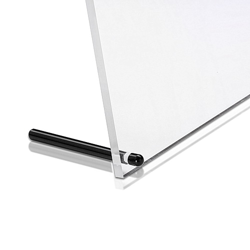 12 1/2'' x 10'' Clear Acrylic Frame Kit with 3'' Black Anodized Aluminum Tapered Desktop Standoffs
